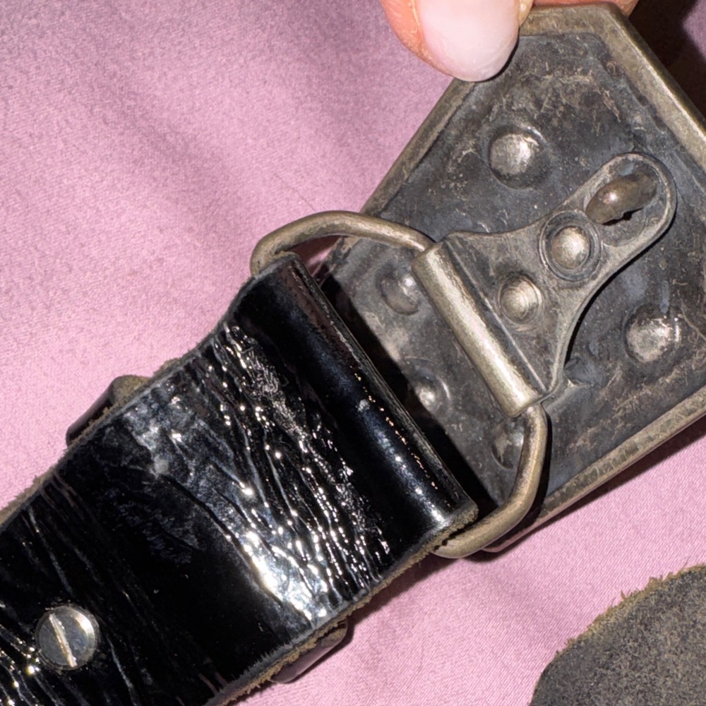 Just Cavalli Black patten leather Belt with Silver Buckle and gold studs - Picture 6 of 8